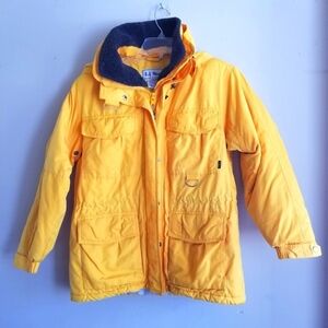 VTG LL Bean Performance Field Coat Bright Yellow Ski Jacket Utility Size P Small
